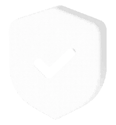 White shield icon with a dark checkmark in the center, symbolizing security or protection.