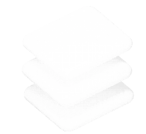 Three white layered marshmallow squares stacked in a slightly offset manner on a white background.