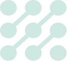 Abstract design with scattered light teal and black square blocks on a light background.