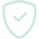 Shield outline with a check mark inside, symbolizing security or verification.