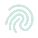 Simplified fingerprint icon composed of light blue curved lines forming the ridge patterns.