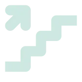 Icon of a staircase with an arrow pointing diagonally up and to the right.