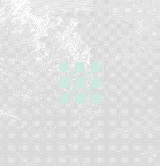 Light blue abstract icon composed of nine solid circles connected by five diagonal lines, arranged in a grid pattern, centered over a dark textured background with some areas resembling foliage or trees.